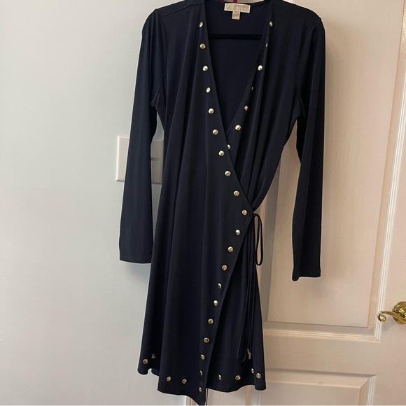 Navy Wrap Dress - Picture 2 of 7